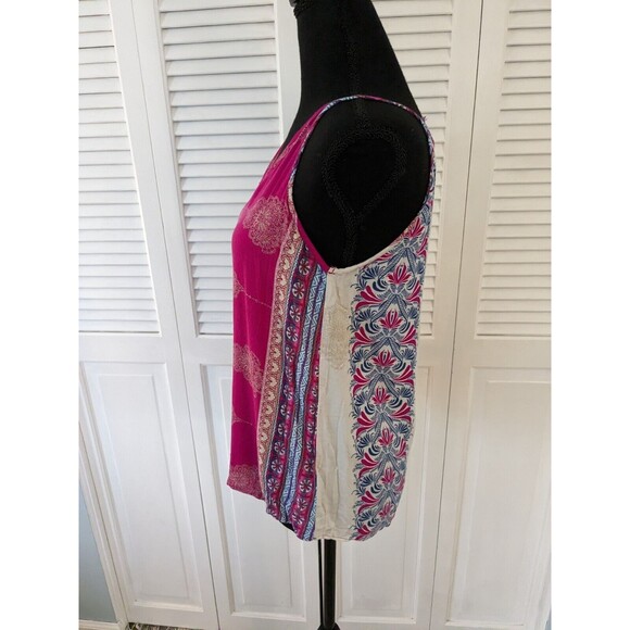 Renee C Women's sz S Rayon Camisole Pink Cream Blue Medallion Print Halter Style - Picture 5 of 12